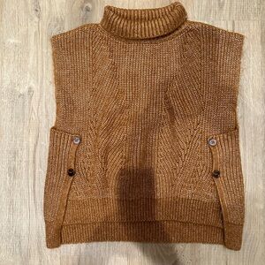 Anthropologie Sleeveless Cowl Neck Carmel Sweater